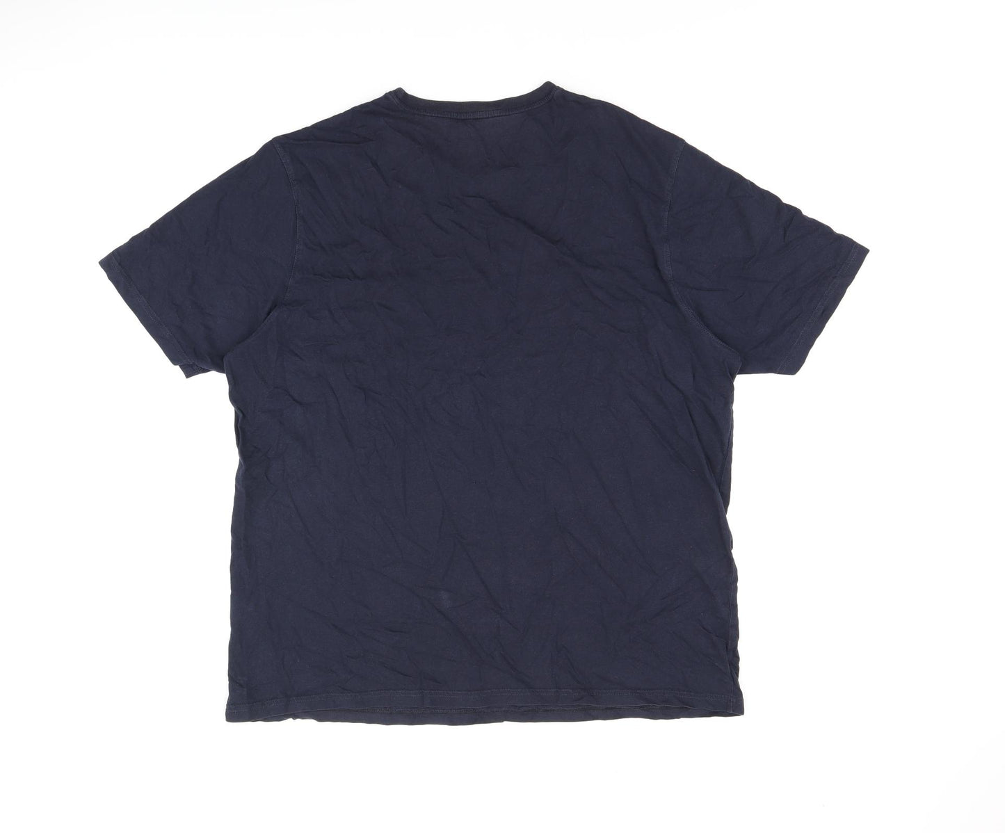 Marks and Spencer Mens Blue Cotton T-Shirt Size L Round Neck