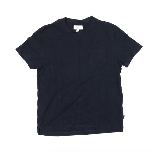 Marks and Spencer Mens Black Cotton T-Shirt Size M Round Neck