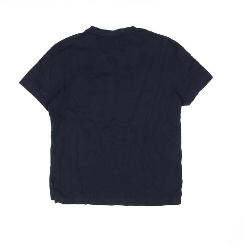 Marks and Spencer Mens Black Cotton T-Shirt Size M Round Neck