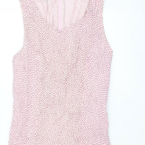 Gerry Weber Womens Pink Polka Dot Viscose Shift Size 10 Scoop Neck Zip