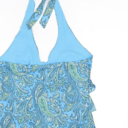 New Look Womens Blue Paisley Polyester Basic T-Shirt Size 14 Halter