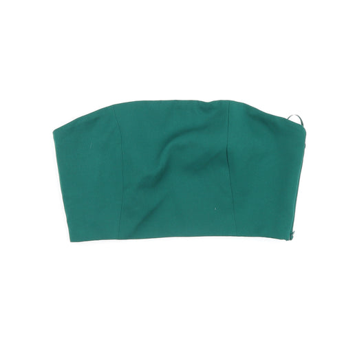 Pull&Bear Womens Green Polyester Basic T-Shirt Size M Off the Shoulder