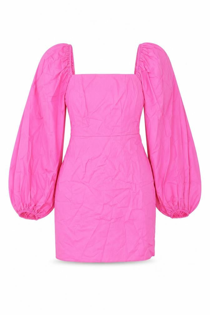 Front view of River Island women’s pink cotton bodycon, size UK 6, square neck zip