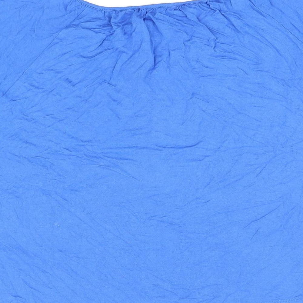 Marks and Spencer Womens Blue Viscose Basic T-Shirt Size 12 Boat Neck