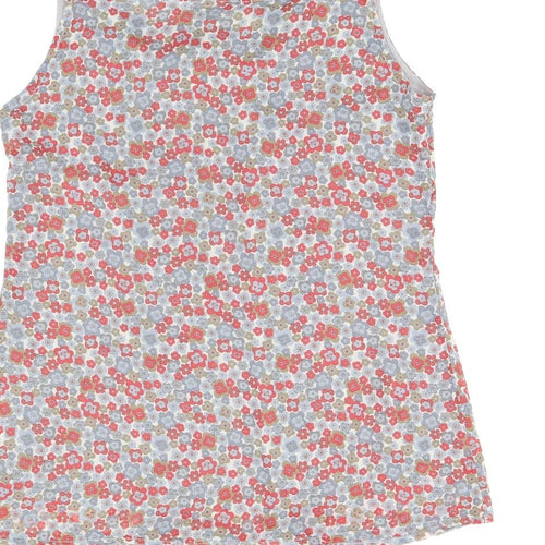 LA CITY Womens Grey Floral Polyester Basic T-Shirt Size 10 Scoop Neck - Frill Detail