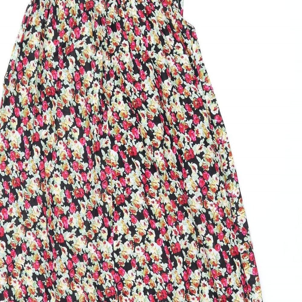 Lila Womens Black Floral Cotton Maxi Size 10 One Shoulder Pullover