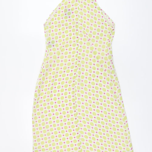 Saba Womens White Polka Dot Polyester Shift Size 6 Halter Zip