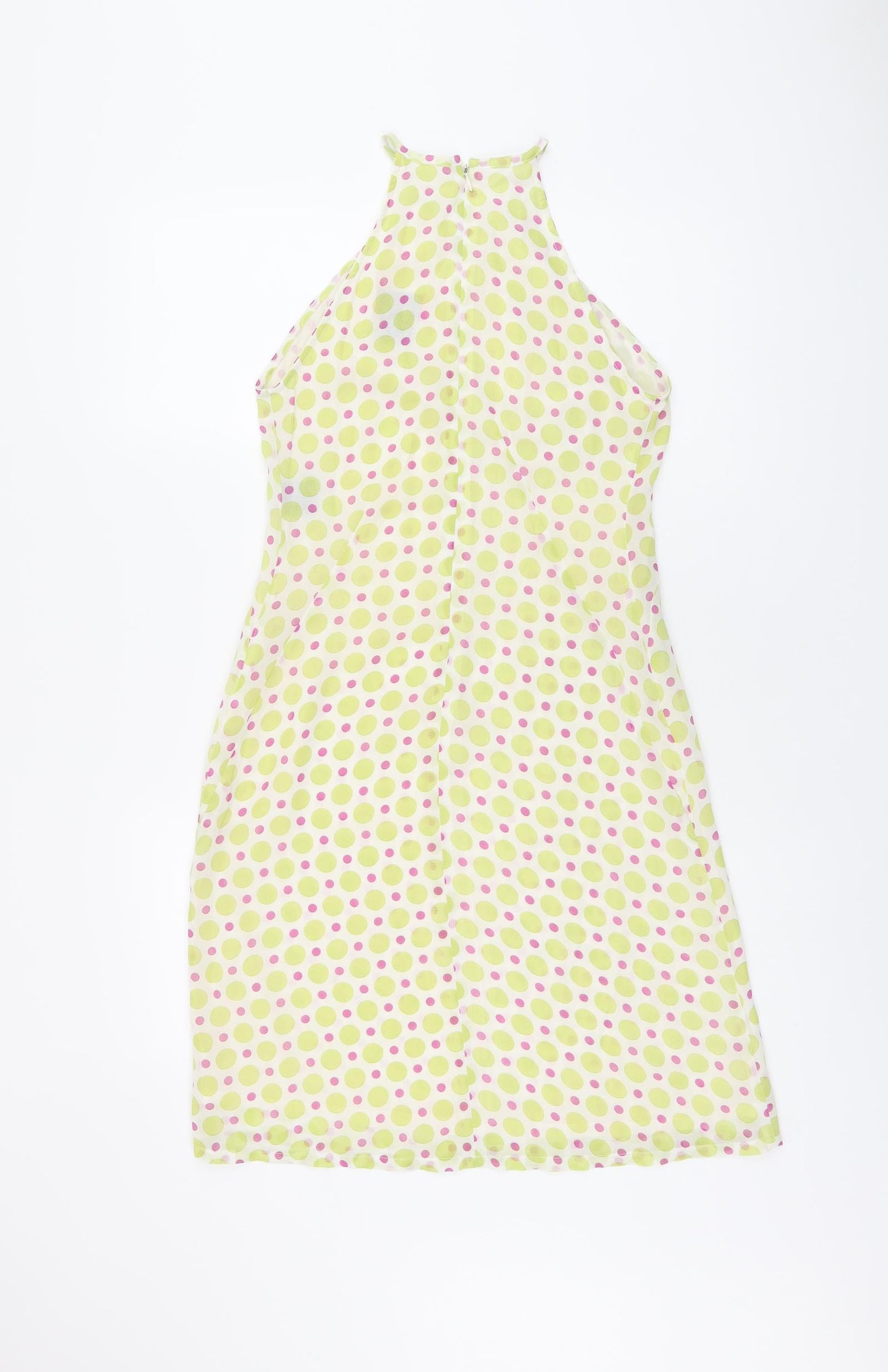 Saba Womens White Polka Dot Polyester Shift Size 6 Halter Zip