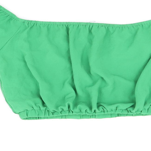 Cameo Rose Womens Green Polyester Cropped T-Shirt Size 10 Off the Shoulder