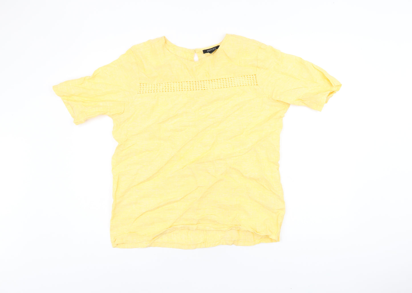 Esmara Womens Yellow Linen Basic T-Shirt Size 10 Round Neck
