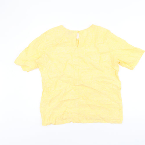 Esmara Womens Yellow Linen Basic T-Shirt Size 10 Round Neck