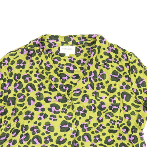 NEXT Womens Green Animal Print Cotton Top Pyjama Top Size M Button