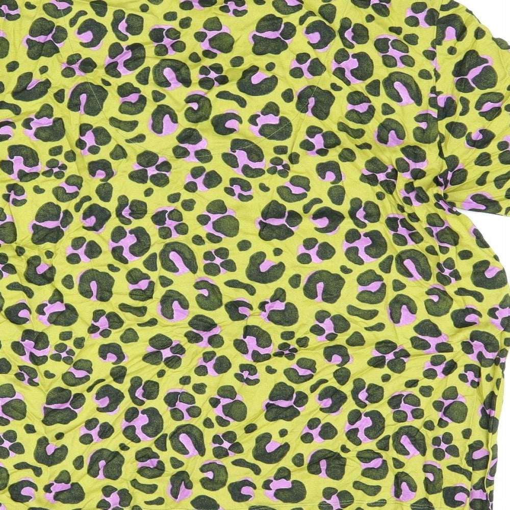 NEXT Womens Green Animal Print Cotton Top Pyjama Top Size M Button