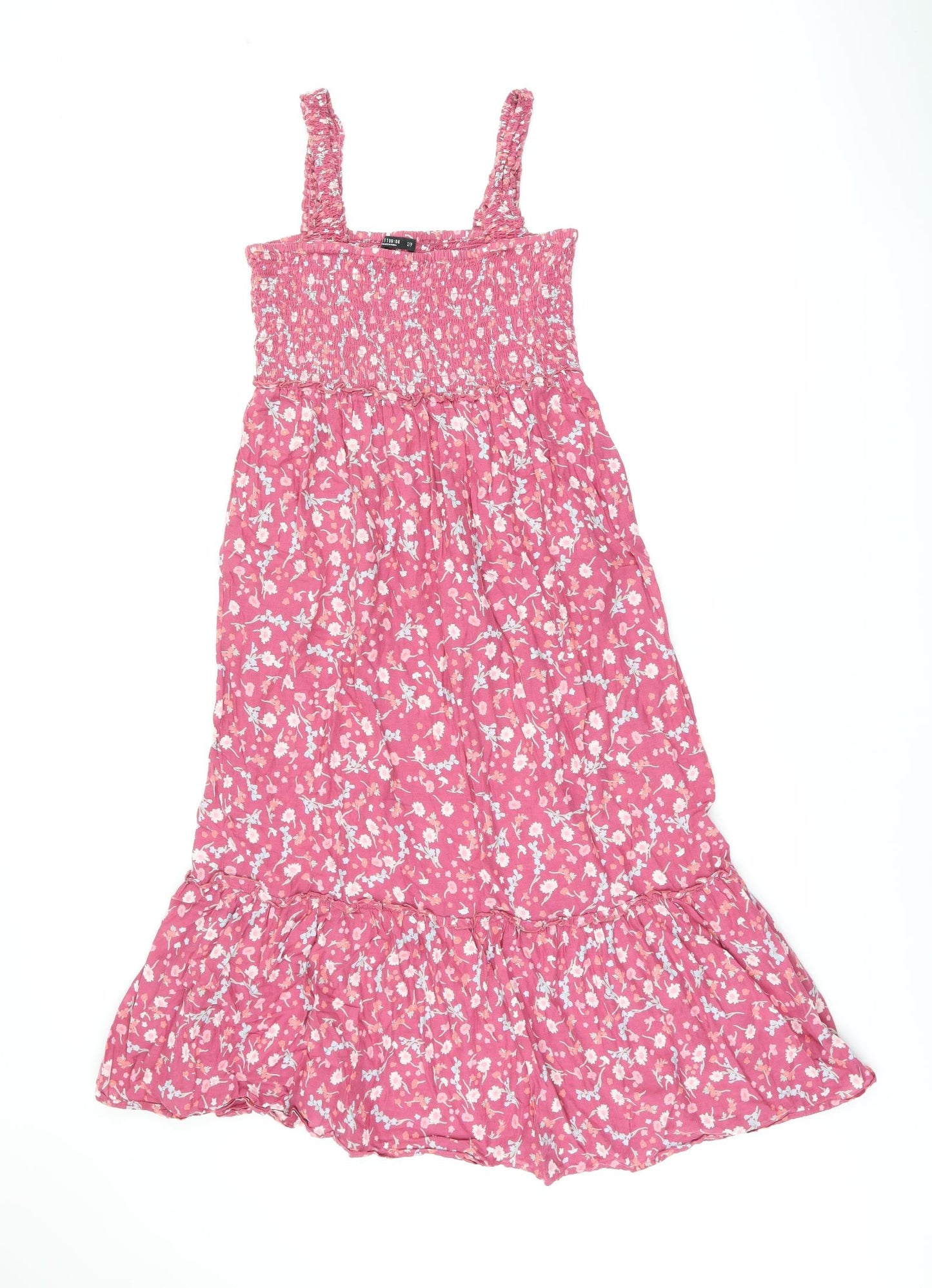 Cotton On Womens Pink Floral Cotton Shift Size S Square Neck Pullover