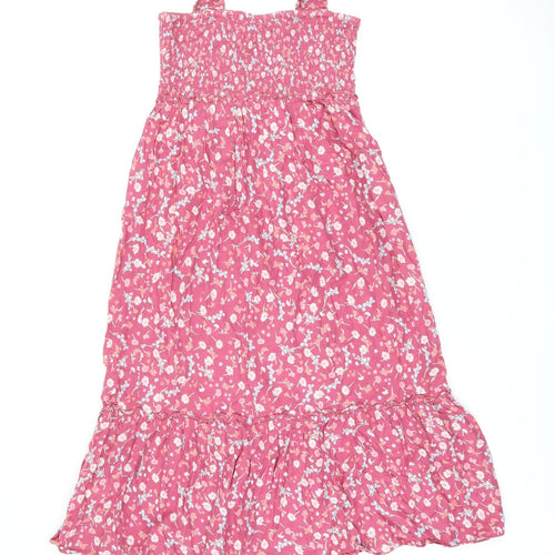 Cotton On Womens Pink Floral Cotton Shift Size S Square Neck Pullover