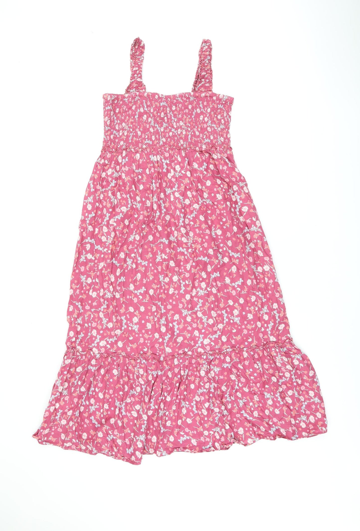 Cotton On Womens Pink Floral Cotton Shift Size S Square Neck Pullover