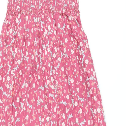 Cotton On Womens Pink Floral Cotton Shift Size S Square Neck Pullover