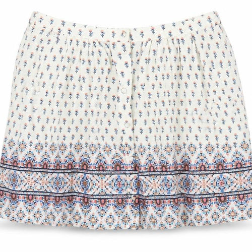 New Look Womens Ivory Floral Viscose Mini Skirt Size 6 Button