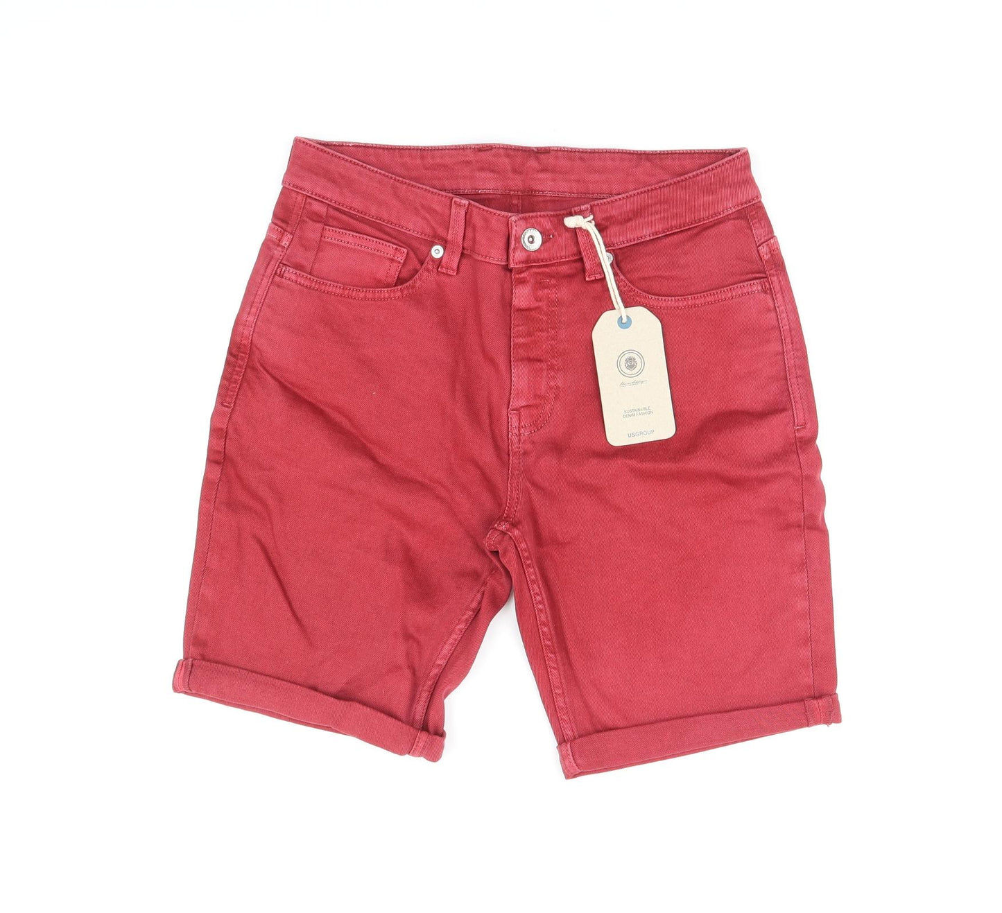 Us Group Mens Red Polyester Bermuda Shorts Size 32 in L8 in Regular Zip