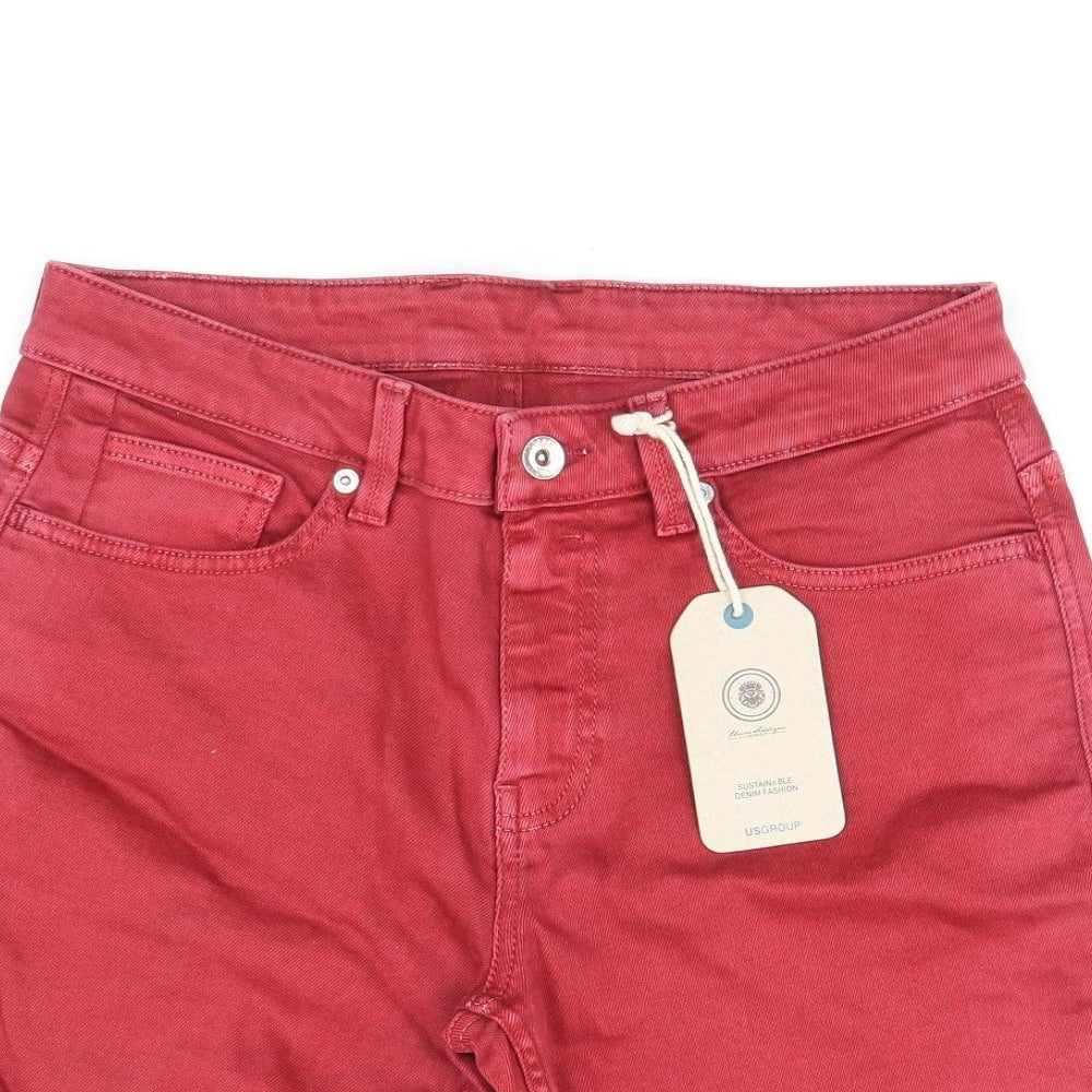Us Group Mens Red Polyester Bermuda Shorts Size 32 in L8 in Regular Zip