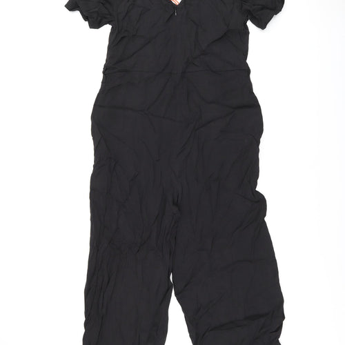 Superdry Womens Black Viscose Jumpsuit One-Piece Size 12 L24 in Zip