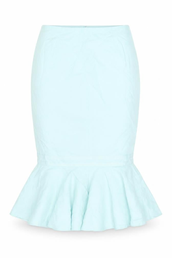Minuet Womens Blue Silk Trumpet Skirt Size 12 Zip