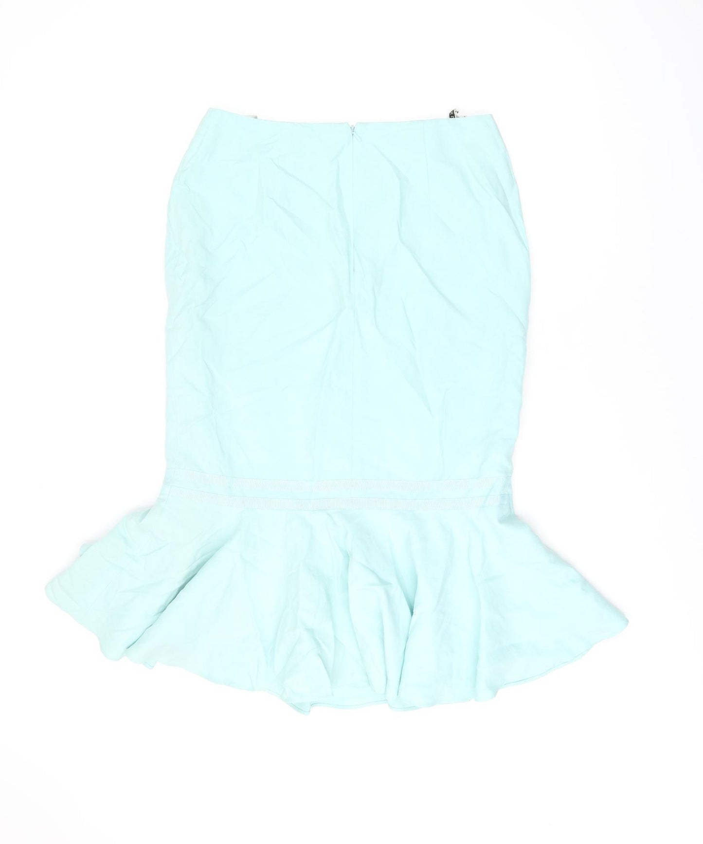 Minuet Womens Blue Silk Trumpet Skirt Size 12 Zip