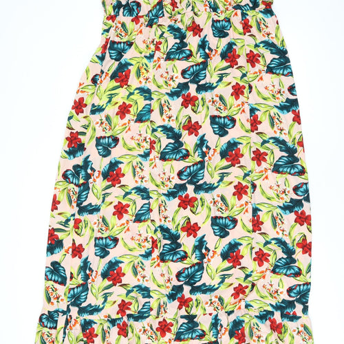 Boohoo Womens Pink Floral Polyester Maxi Size 20 V-Neck Pullover