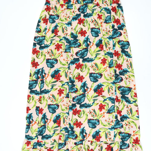 Boohoo Womens Pink Floral Polyester Maxi Size 20 V-Neck Pullover