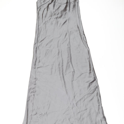 Zara Womens Grey Polyester Maxi Size XS Halter Zip