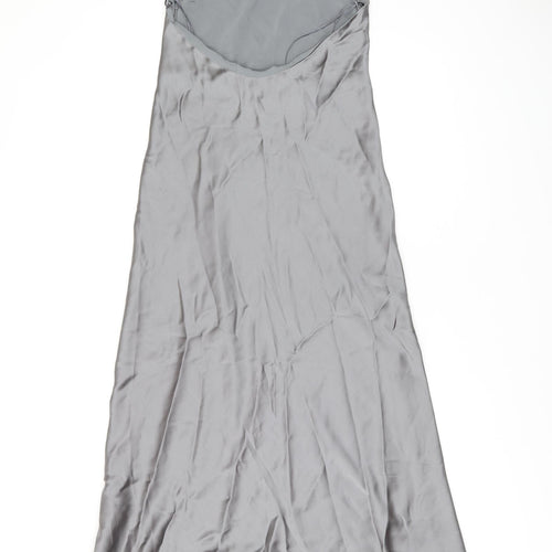 Zara Womens Grey Polyester Maxi Size XS Halter Zip