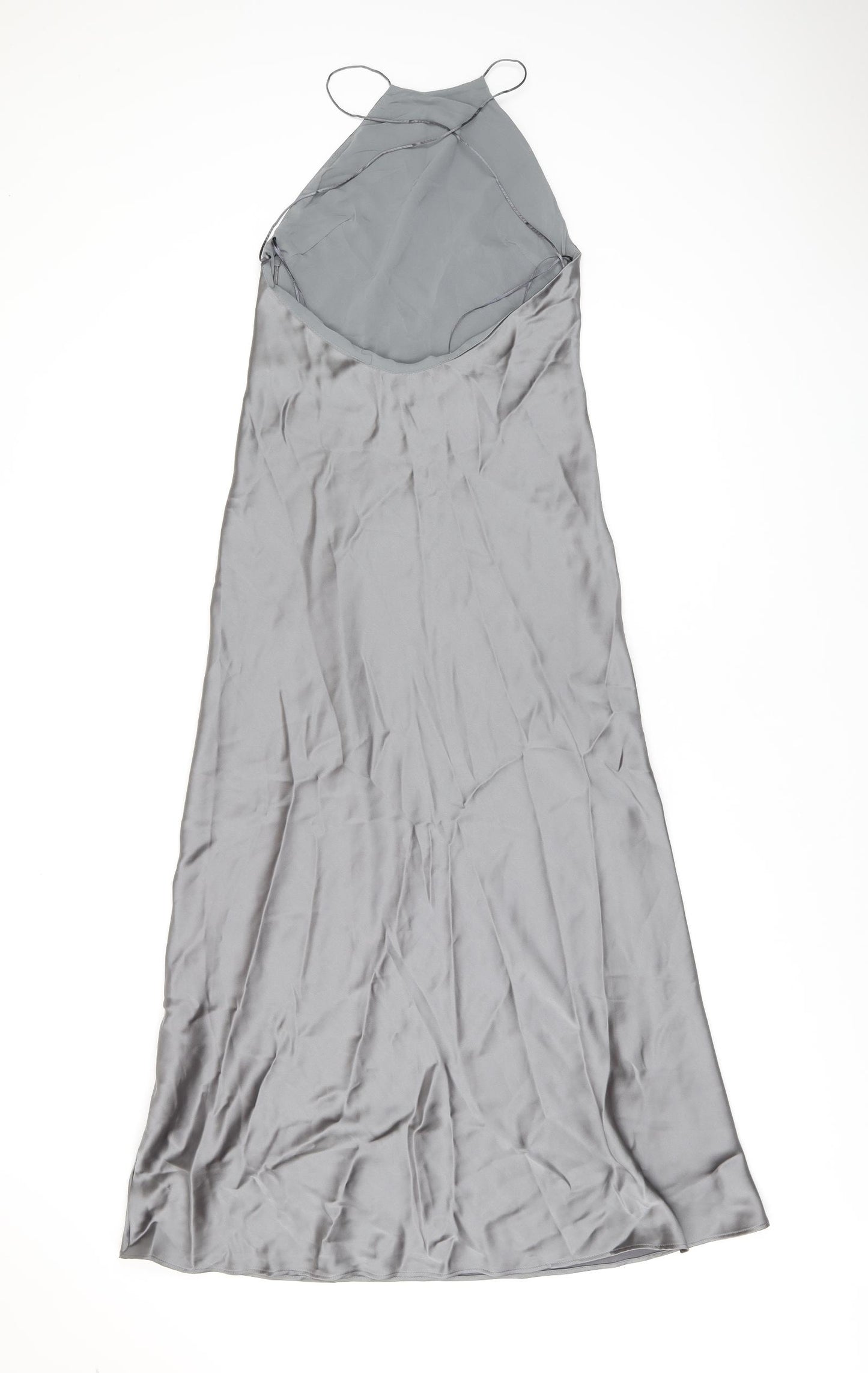 Zara Womens Grey Polyester Maxi Size XS Halter Zip