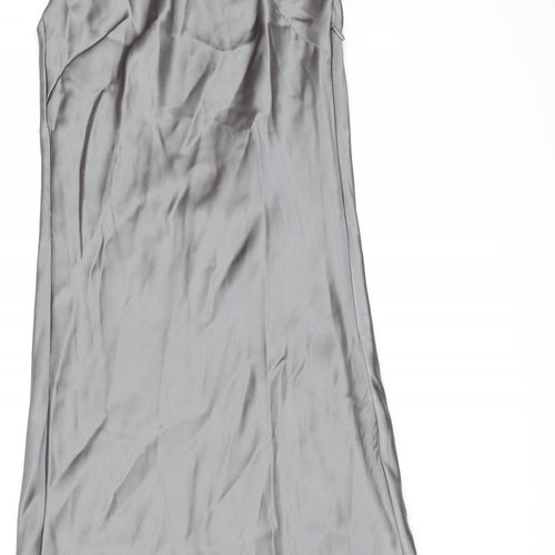 Zara Womens Grey Polyester Maxi Size XS Halter Zip