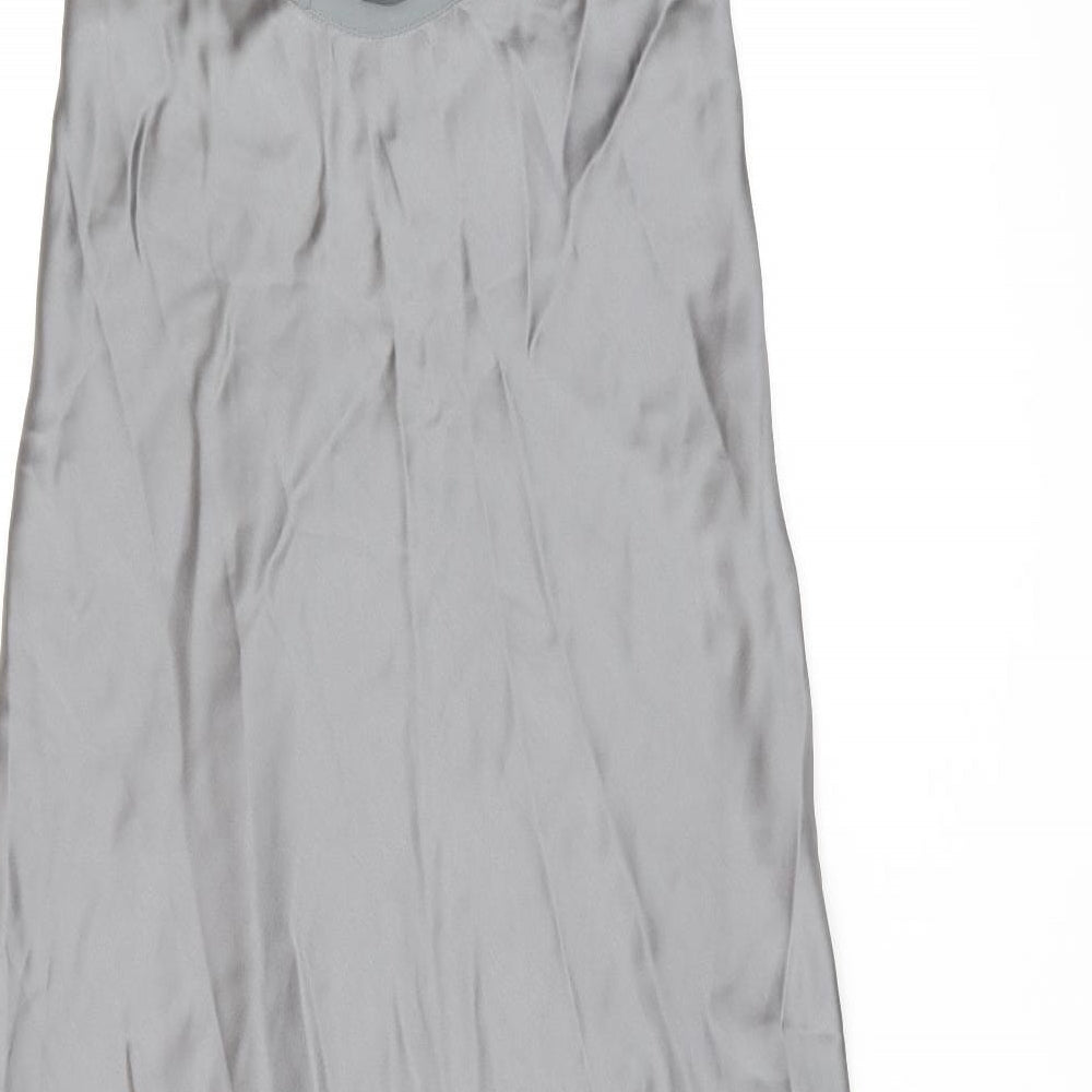 Zara Womens Grey Polyester Maxi Size XS Halter Zip