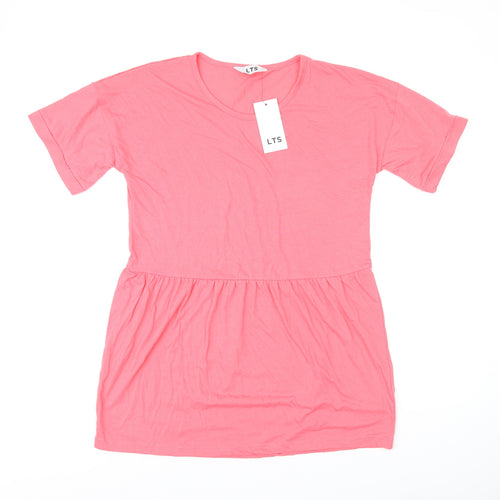 LTS Womens Pink Polyester Basic T-Shirt Size 12 Round Neck