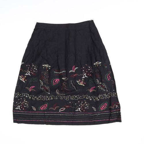 Influence Womens Black Geometric Cotton Swing Skirt Size 8 Zip