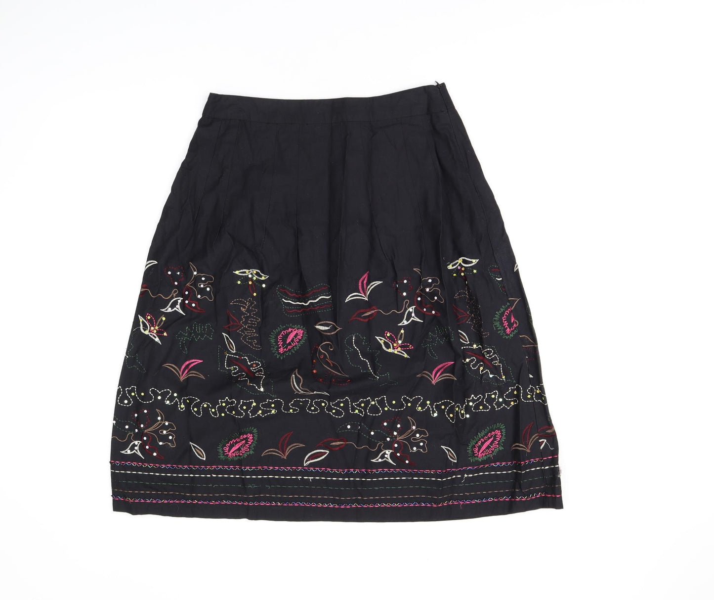 Influence Womens Black Geometric Cotton Swing Skirt Size 8 Zip