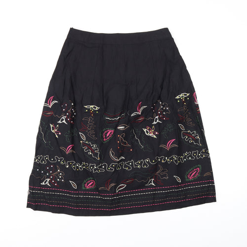 Influence Womens Black Geometric Cotton Swing Skirt Size 8 Zip