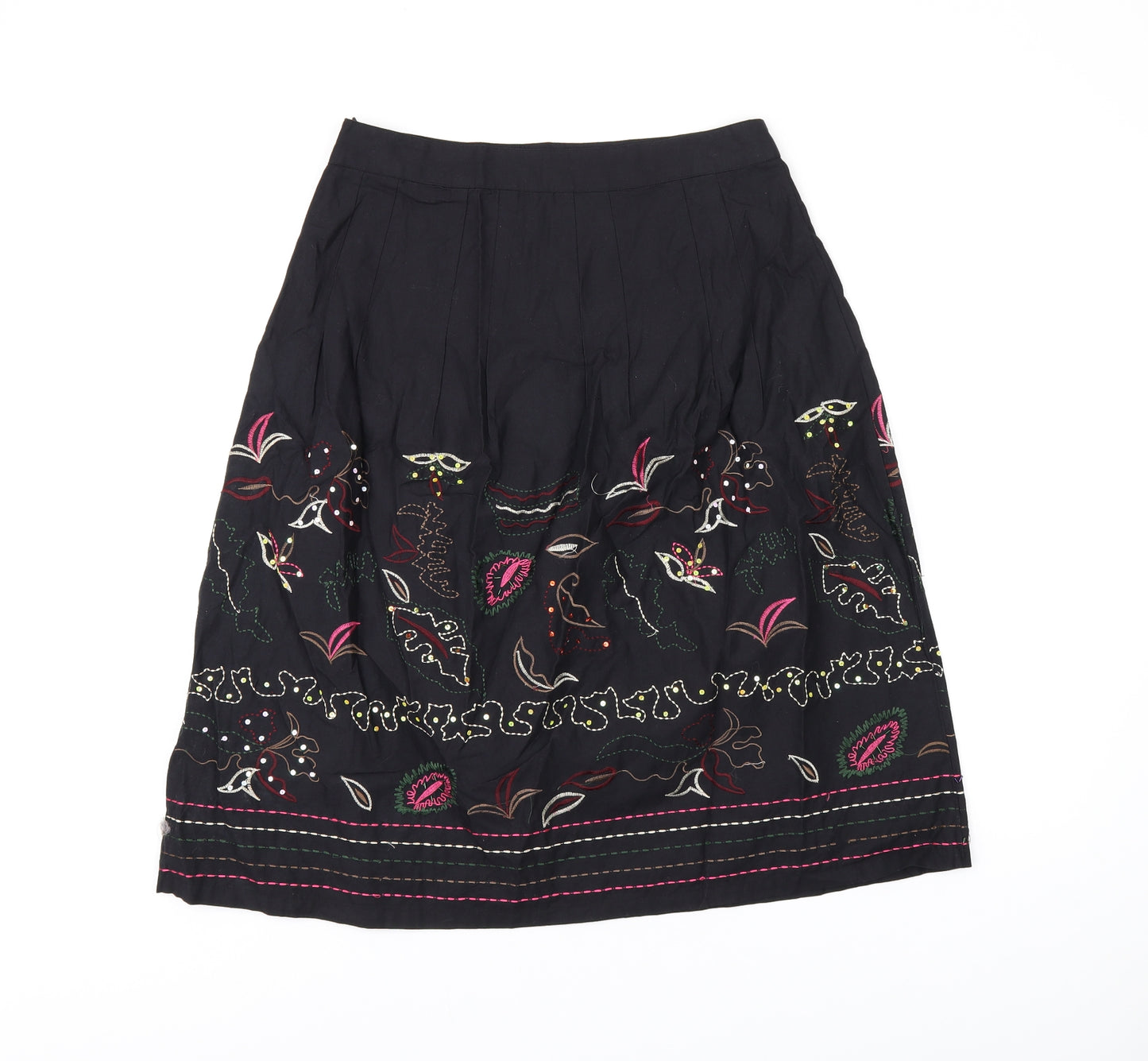 Influence Womens Black Geometric Cotton Swing Skirt Size 8 Zip