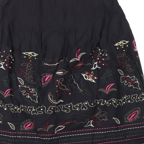 Influence Womens Black Geometric Cotton Swing Skirt Size 8 Zip