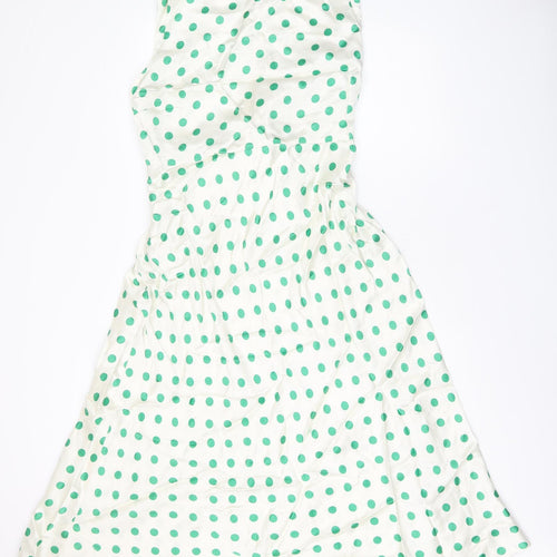 Marks and Spencer Womens White Polka Dot Viscose A-Line Size 20 Round Neck Zip