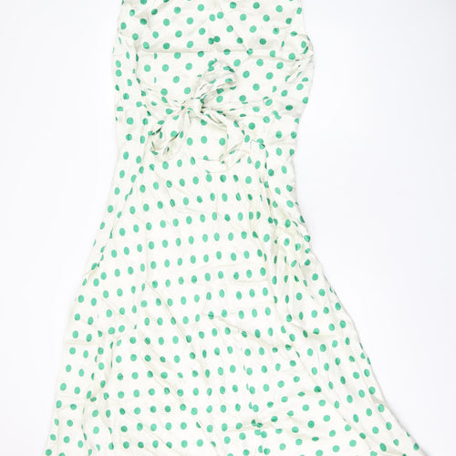 Marks and Spencer Womens White Polka Dot Viscose A-Line Size 20 Round Neck Zip