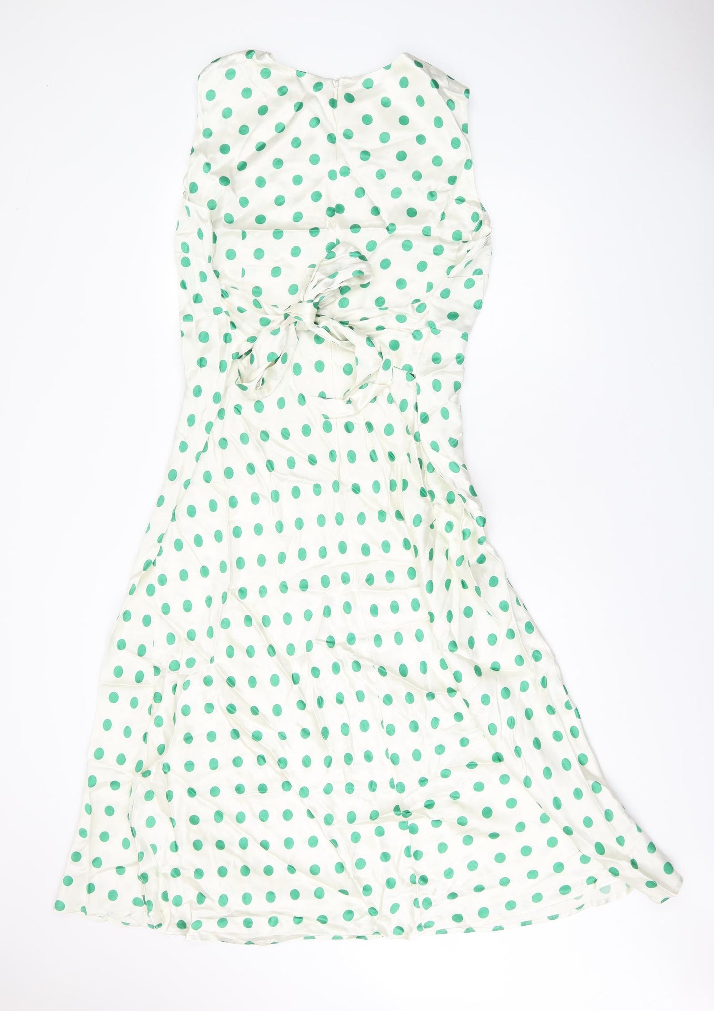 Marks and Spencer Womens White Polka Dot Viscose A-Line Size 20 Round Neck Zip