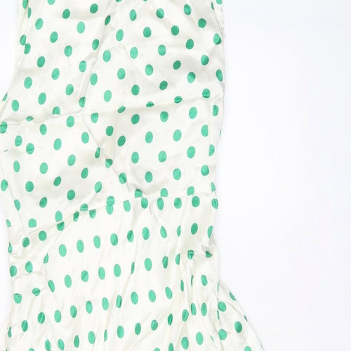 Marks and Spencer Womens White Polka Dot Viscose A-Line Size 20 Round Neck Zip