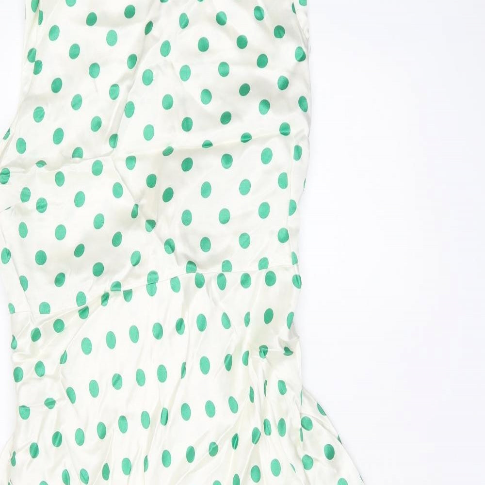 Marks and Spencer Womens White Polka Dot Viscose A-Line Size 20 Round Neck Zip