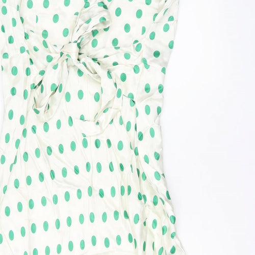 Marks and Spencer Womens White Polka Dot Viscose A-Line Size 20 Round Neck Zip