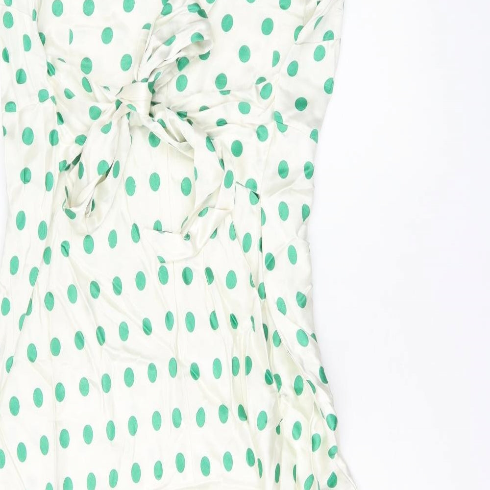 Marks and Spencer Womens White Polka Dot Viscose A-Line Size 20 Round Neck Zip