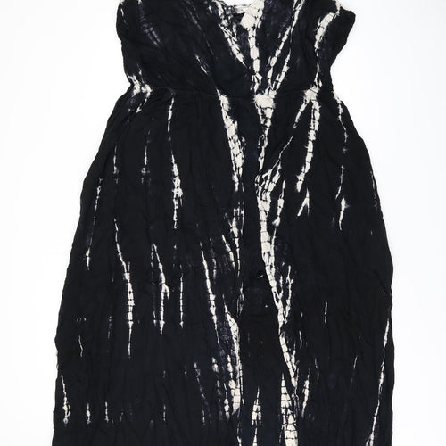 Simply Be Womens Black Tie Dye Viscose Maxi Size 26 V-Neck Pullover - Playsuit