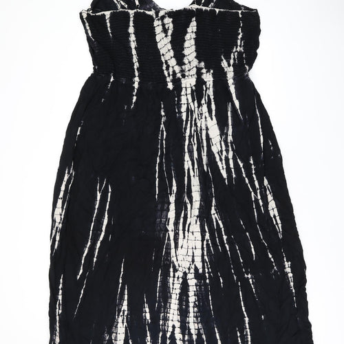 Simply Be Womens Black Tie Dye Viscose Maxi Size 26 V-Neck Pullover - Playsuit
