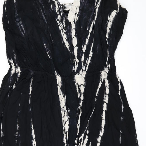 Simply Be Womens Black Tie Dye Viscose Maxi Size 26 V-Neck Pullover - Playsuit